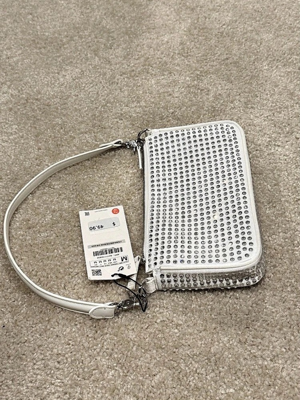 Zara Studded Crossbody Wristlet in White NWT